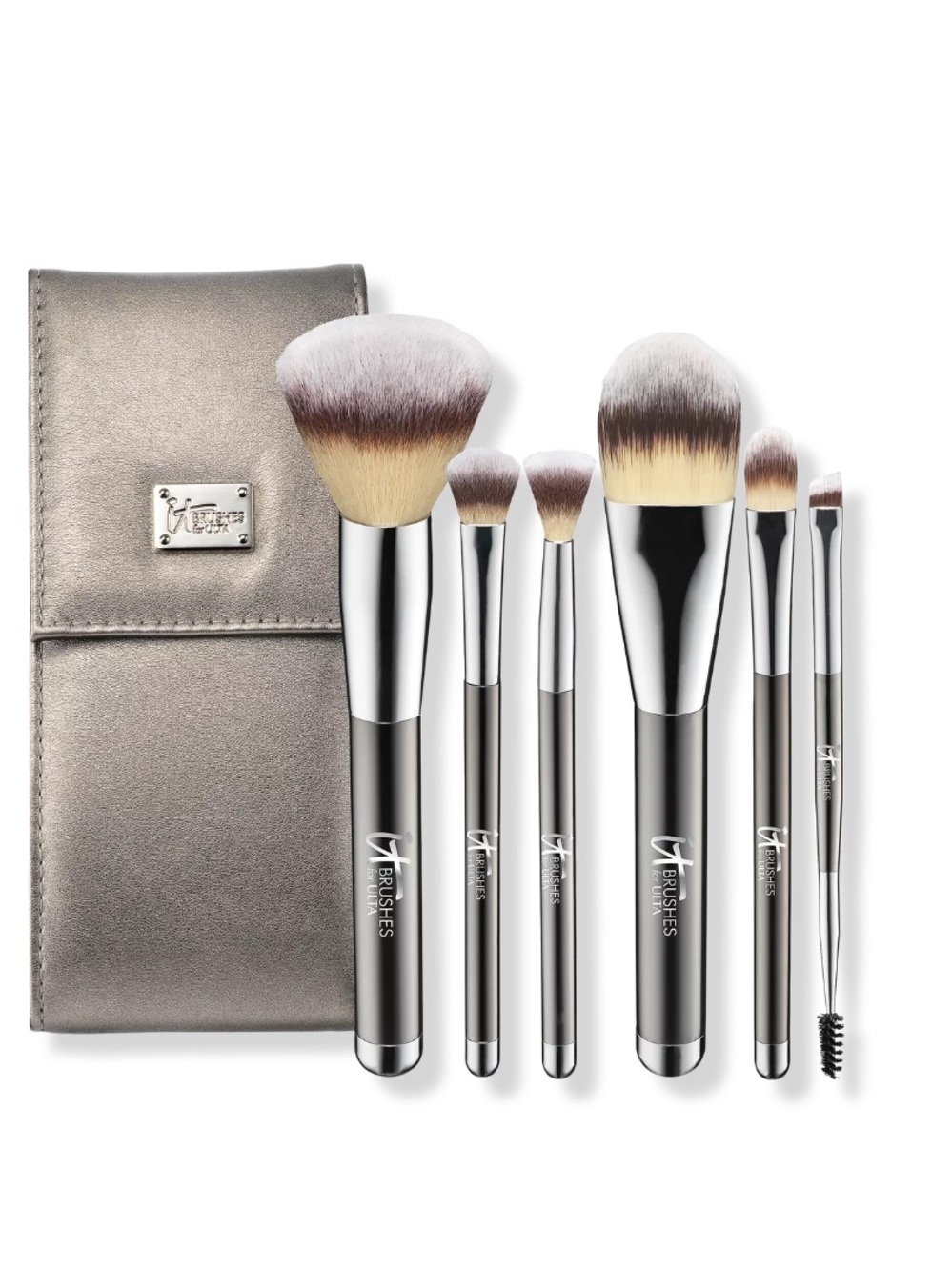 it cosmetics Silver Metallic 7-Piece Makeup Brush Set with Case